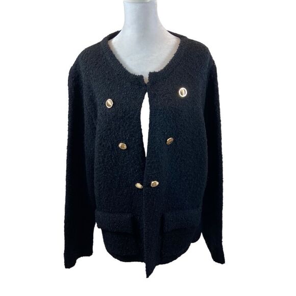 Sioni Brand Black Single Button Closure Open Front Sweater Jacket Size XL - Picture 4 of 16